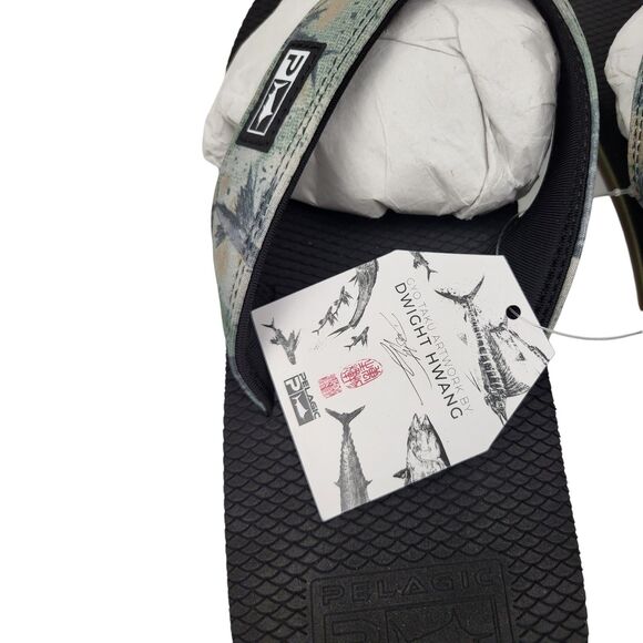 Pelagic Offshore Army Camo Black Sandals Flip Flops Size 10 NWT New